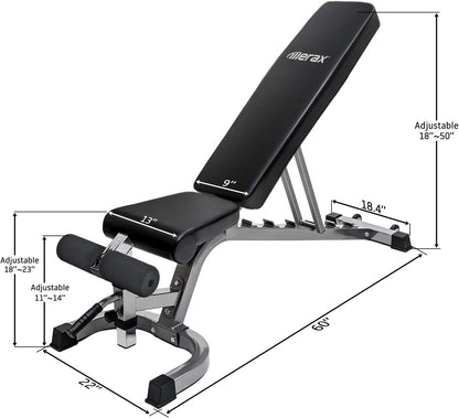 Adjustable Weight Bench 1000 LBS Capacity, Incline Decline Exercise Utility Workout Bench 7+4 Positions Adjustable for Multi-Purpose Home Gym Workout