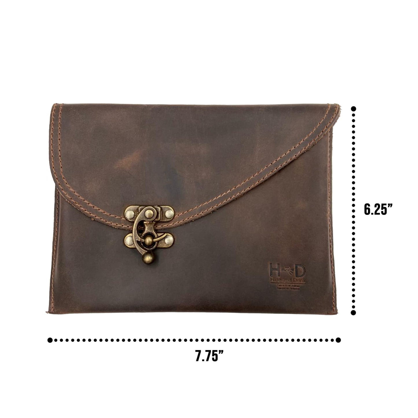 Hide & Drink, Petit Travel Vintage Clutch Bag Handmade from Full Grain Leather, Women's Fashion (Bourbon Brown)