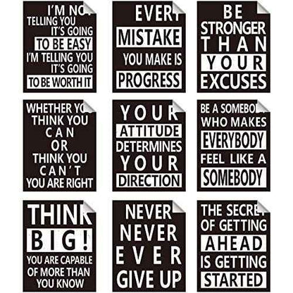 Zonon 9 Pcs Inspirational Wall Decals Spiritual Motivational Wall Stickers Positive Quotes Sayings Phrases Decals for Library Home School Office Art Decorations, 8 x 10 Inches