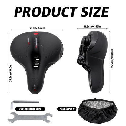 Bike Seat Cushion, Comfort Wide Bike Saddles with Dual Shock Absorption Balls for Men Women, Bicycle Seat Replacement Accessory Fit for Mountain or Road Bikes