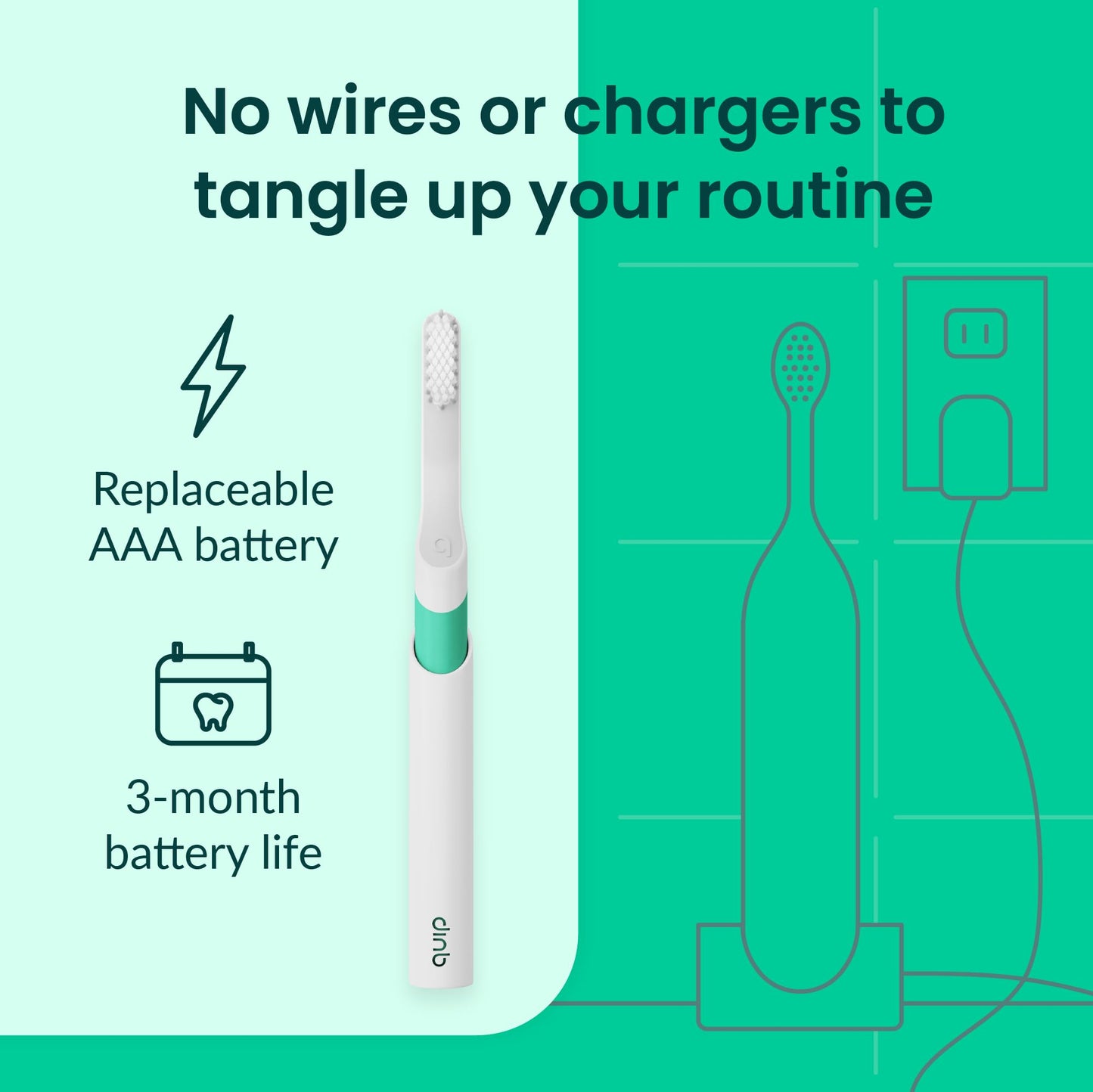 Quip Sonic Electric Toothbrush for Adults - Time Travel & Soft Bristles with Travel Case & Replacement Brush Head - 3 Month Battery Life, Plastic Handle - Magenta