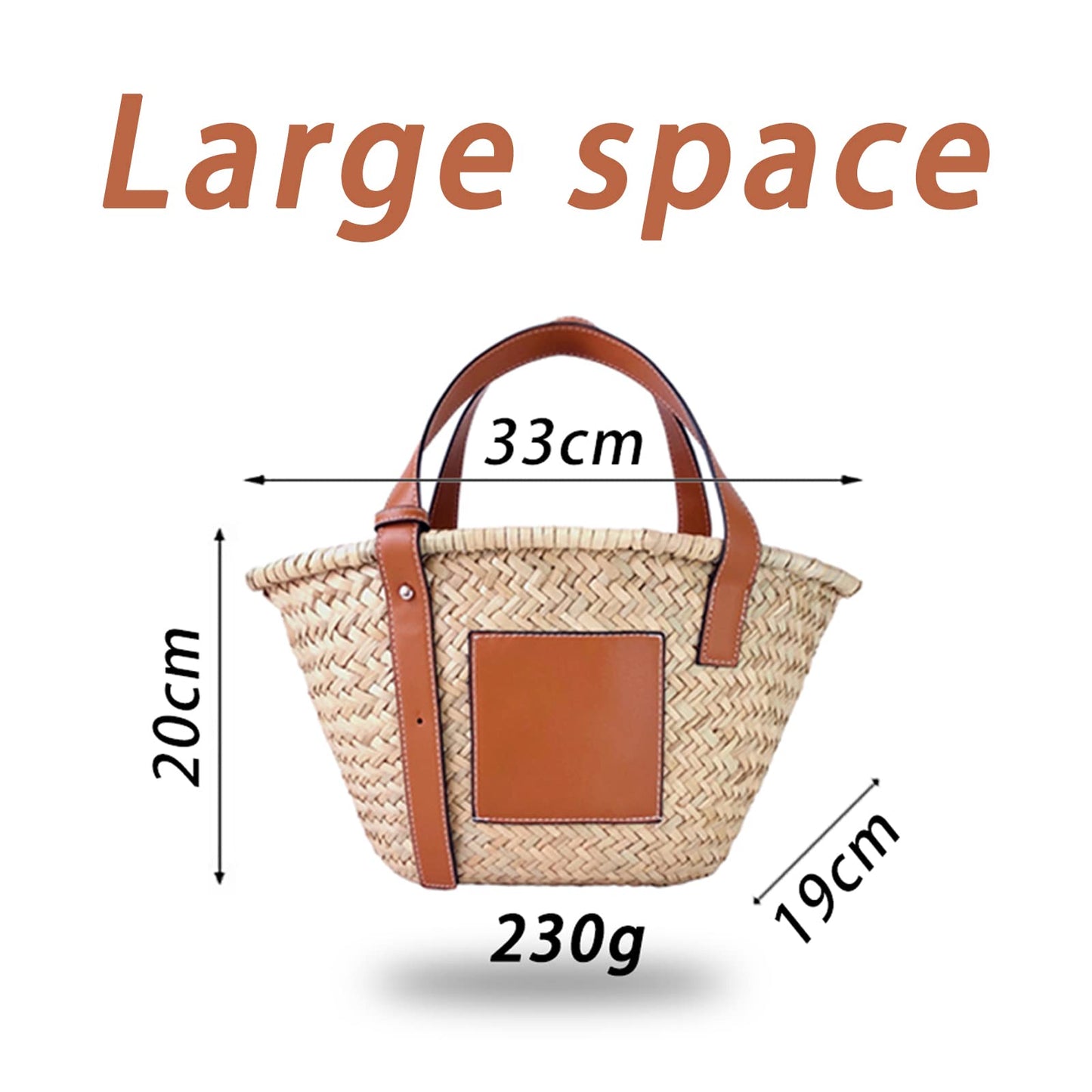 JAYAVENTURA Small Straw Basket Bag for Women PU Leather Strap Raffia Woven Tote for Summer Beach