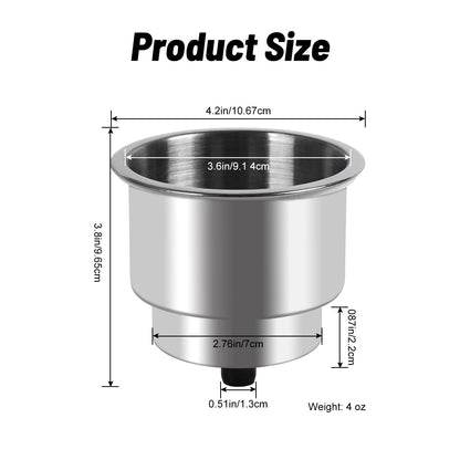Goture Stainless Steel Cup Drink Holder with Drain Marine Boat RV Camper Rod