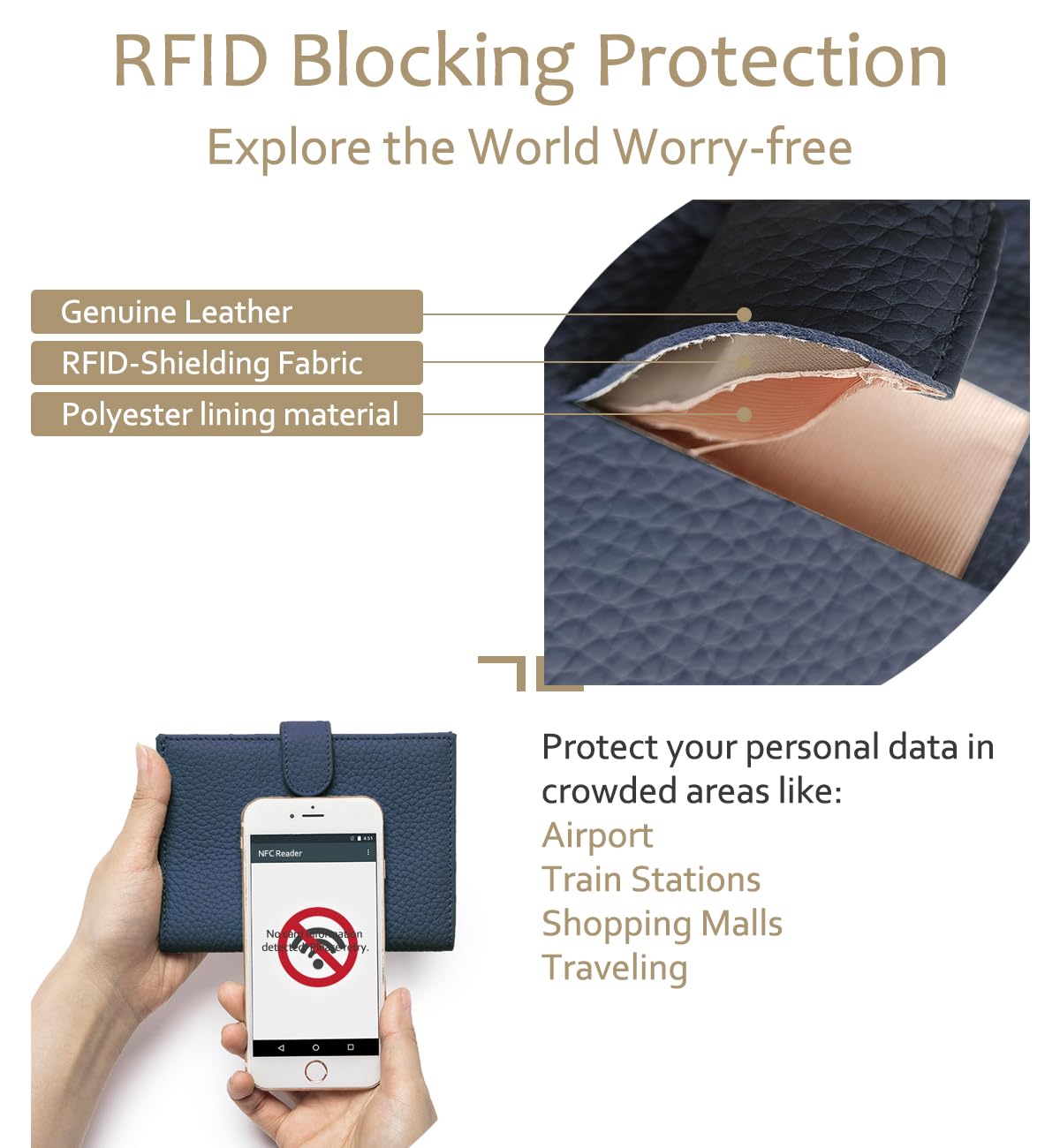 LnxLtw RFID Leather Passport Holder for Travel Women & Men – Slim Passport Wallet for Womens with Card Slots, Zippered Coins Pocket and Cash Holder Mother's Day Gift (Sapphire Blue)