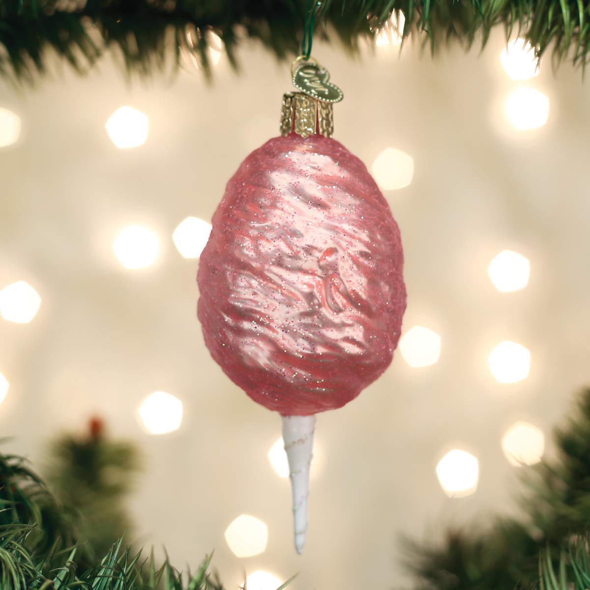 Old World Christmas Cotton Candy Glass Blown Ornament for Christmas Tree, Handcrafted Holiday Decoration, Dessert Collection