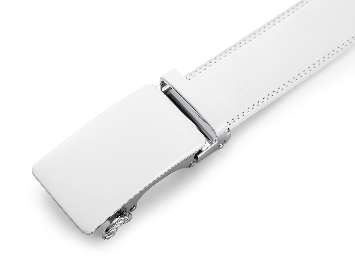 Lingli White Belt for Men Ratchet Dress Belt with Automatic Buckle -Trim to Fit-35mm wide-0051-110-White