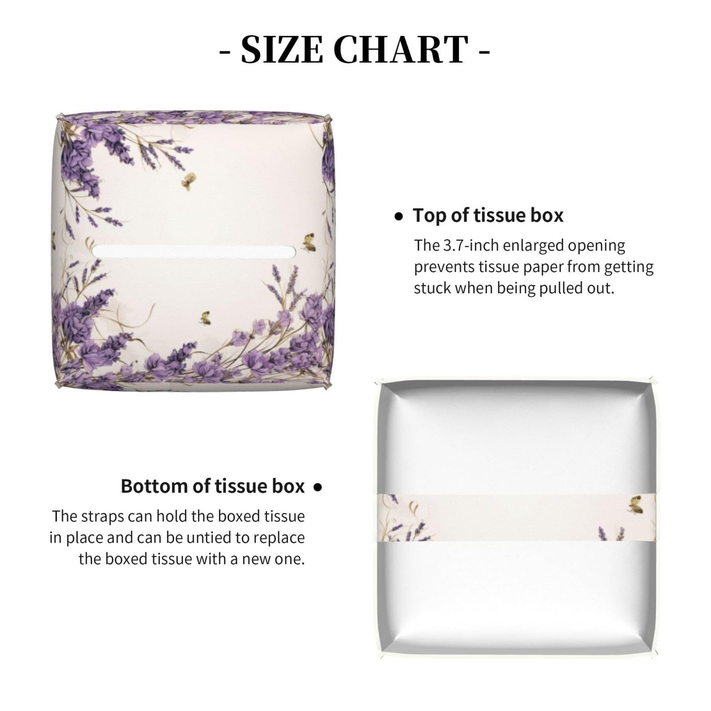 YPPAHHHH Square Tissue Box Cover Vintage Purple Lavender Cube Tissue Box Cover Pu Leather Tissue Box Holder for Office Kitchen Car Bathroom Facial Paper Organizer Dispenser Cover