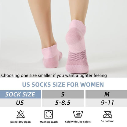 FITRELL 5 Pairs Ankle Running Socks for Women Athletic Cushioned Low Cut Tab Sports Socks, Rococo, Medium