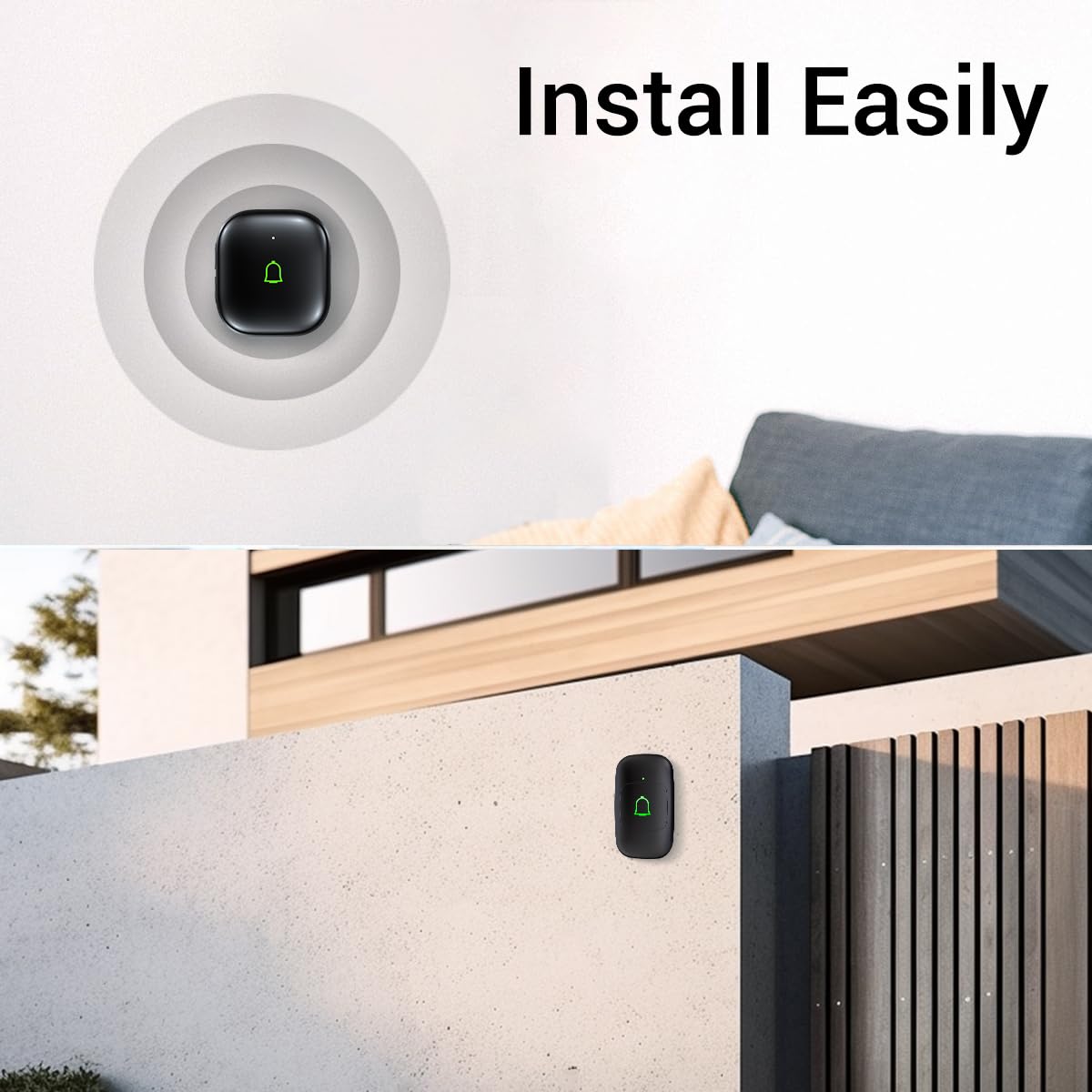 Doorkit Wireless Doorbell Door Bell Ringer Wireless IP66 Waterproof 1000Ft 32 Chimes 115dB 7 Volume Levels Mute Mode & LED Flash Doorbells for Home Kids Room Teachers Classroom Office