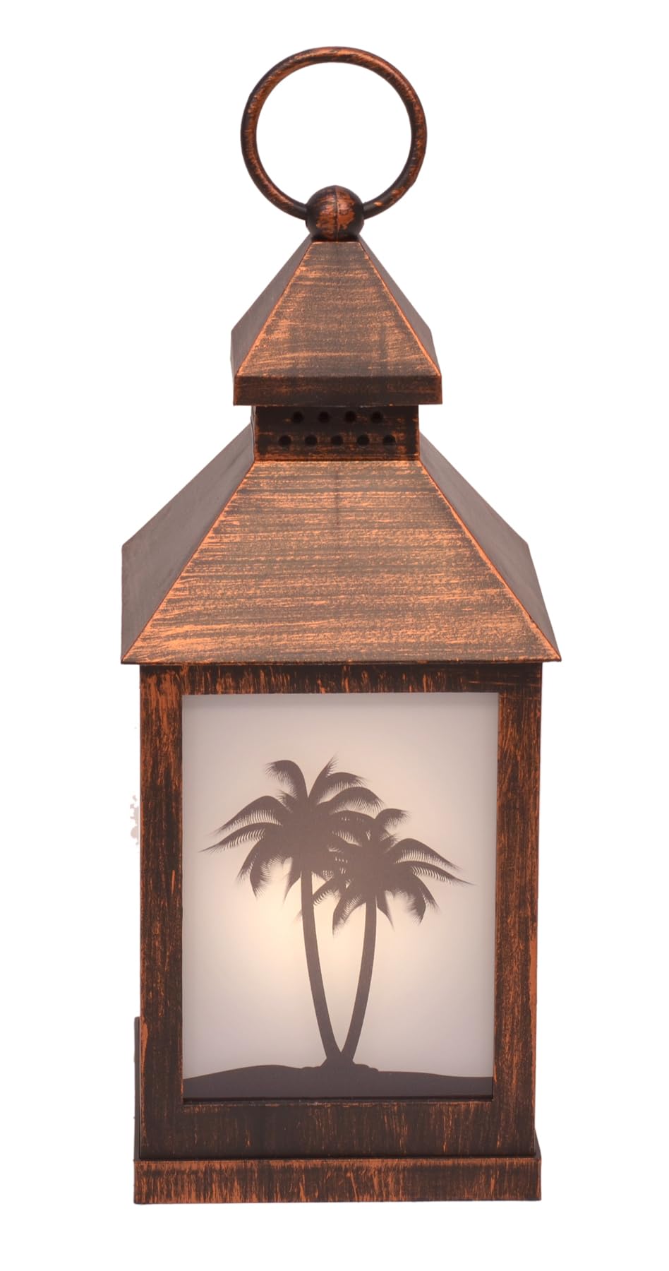 Antique Bronze Inspirational Silhouette Nativity Scene LED Flameless Holiday Candle Lanterns, Set of 3, 9.5 Inch
