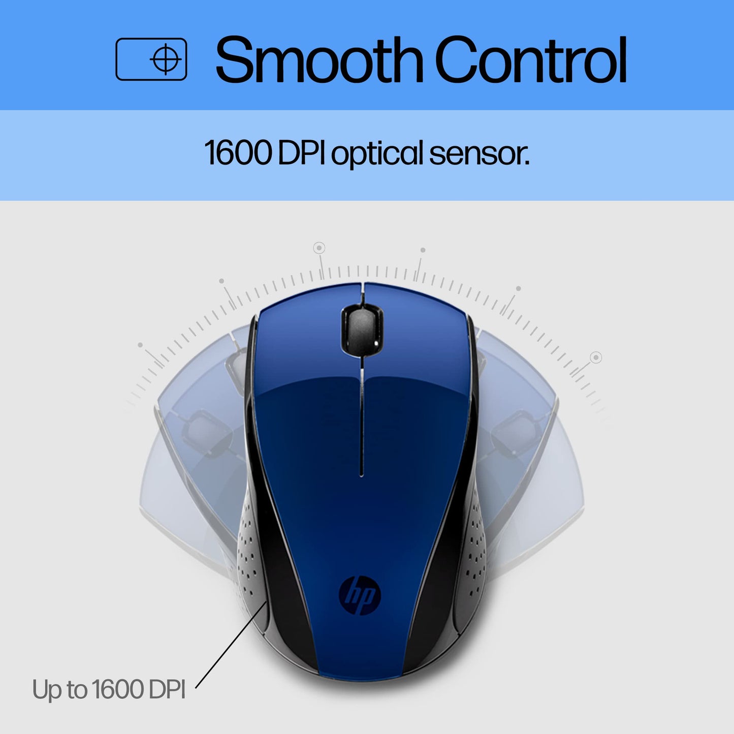 HP X3000 G3 Wireless Mouse - Black, 15-Month Battery, Side Grips for Control, Travel-Friendly, Blue LED, Powerful 1600 DPI Optical Sensor, Compatible with Wins PC/Laptop, Mac, Chromebook (683N7AA)