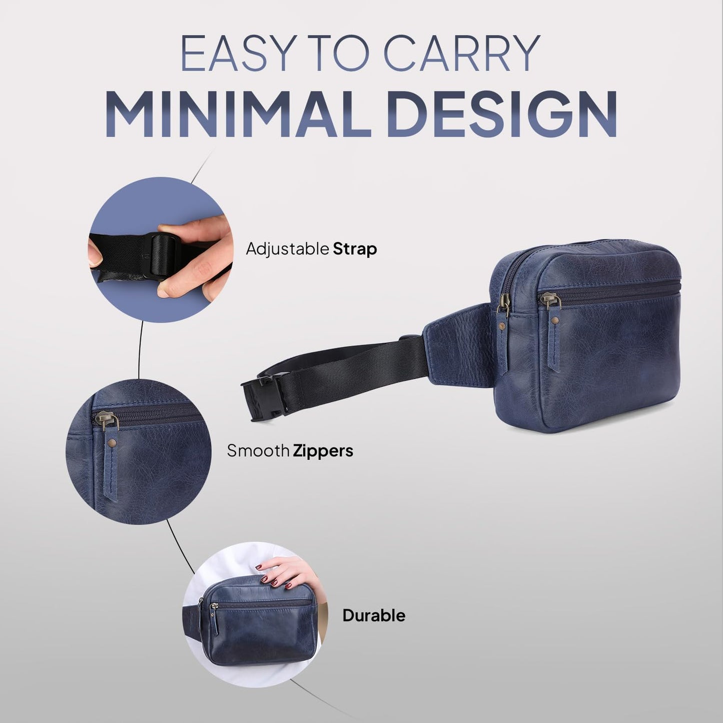 Leather Fanny Pack Crossbody Bum Bag Trendy Multi-Pocket Waist Bag For Men & Women | Hands-Free Sling With Adjustable Strap | Perfect For Travel, Outdoor & Daily Use