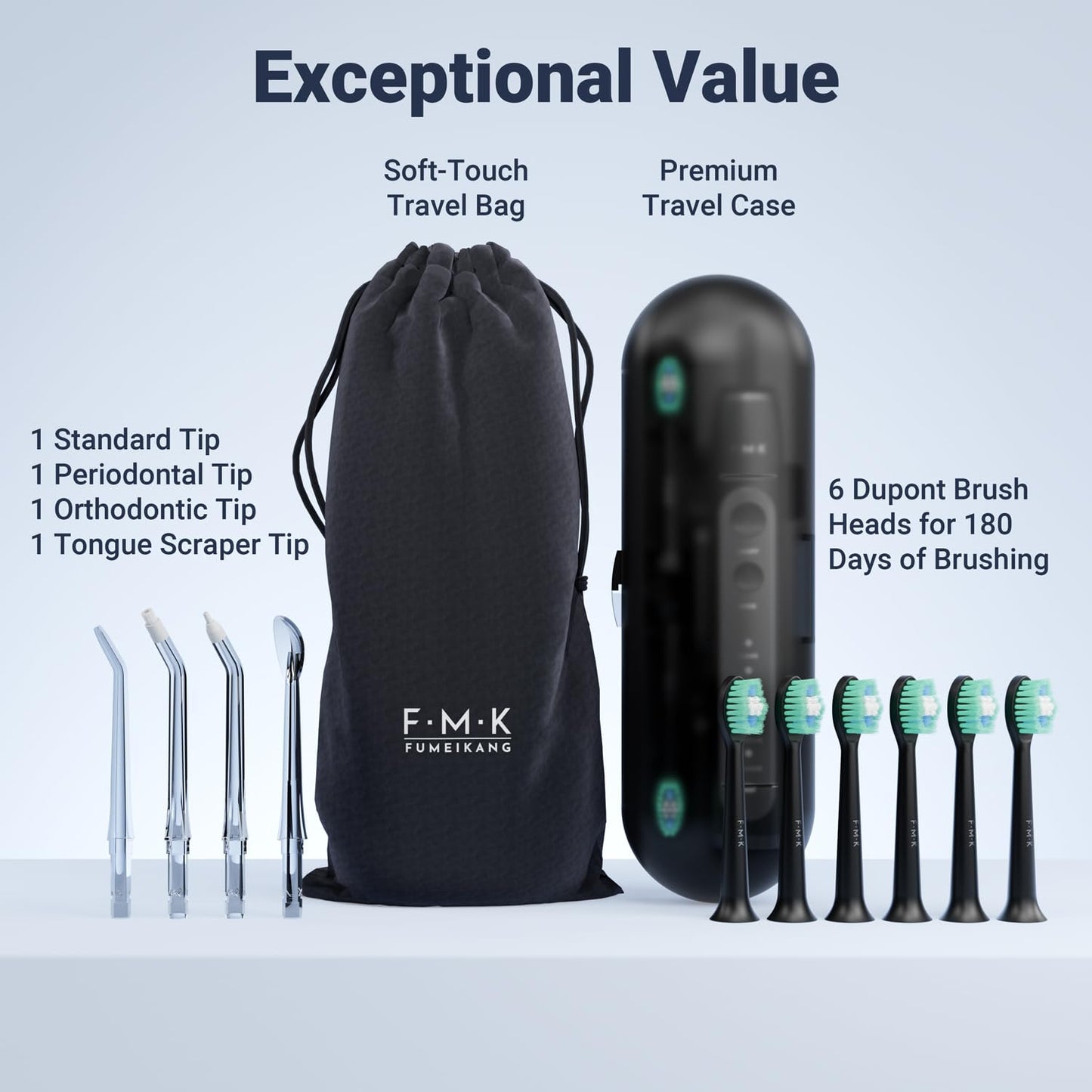 Water Flosser & Electric Toothbrush for Adults Oral Irrigator & Sonic Toothbrush 2-1 Oral Clean Kit (Black)