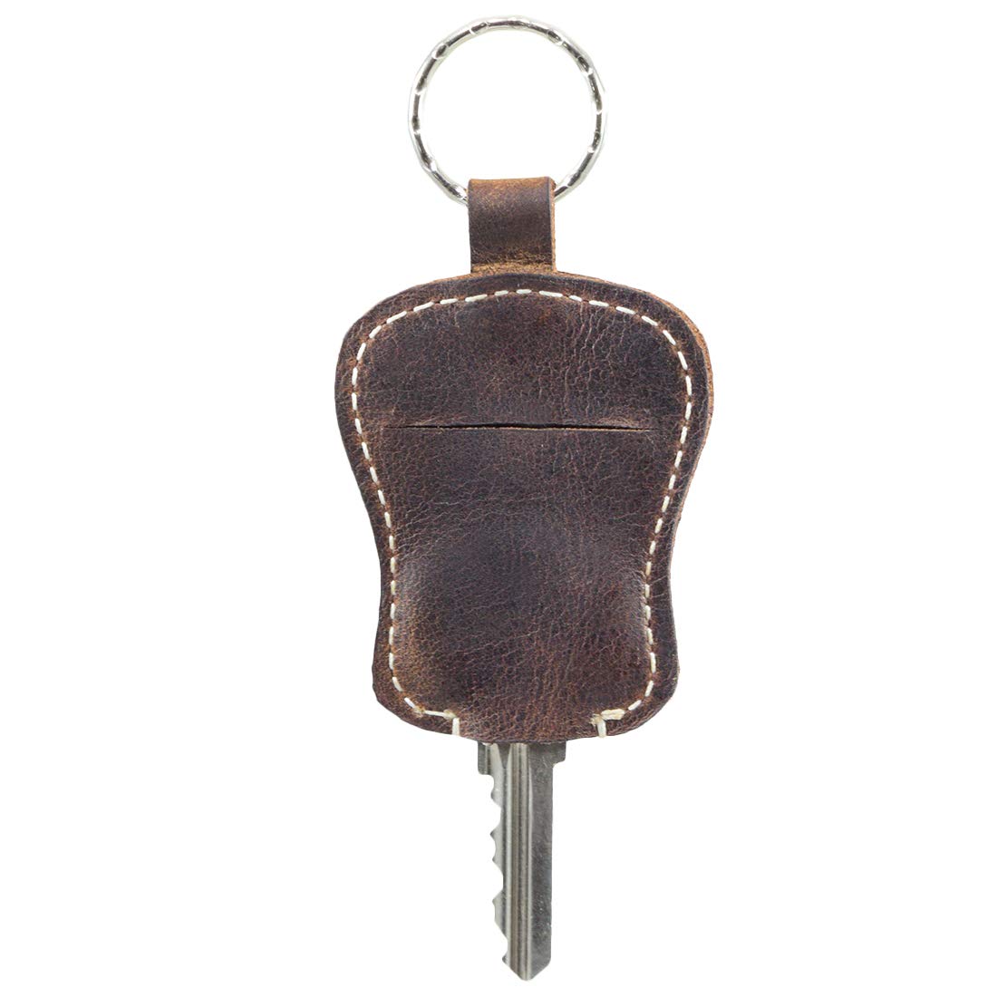 Hide & Drink, Leather Guitar Keychain/Holder With Pouch for Most Used Key, Musicians :: Bourbon Brown