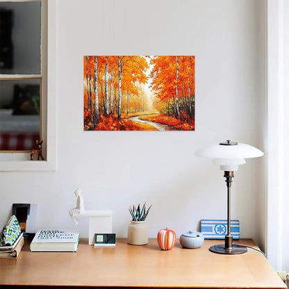 Yesad Autumn Canvas Wall Art, Fall Tree Forest Field Landscape Painting Fall Wall Art Prints Pictures Posters Artwork for Living Room Bedroom Bathroom Home Decor (Unframed,12”x8”,Tree & River)