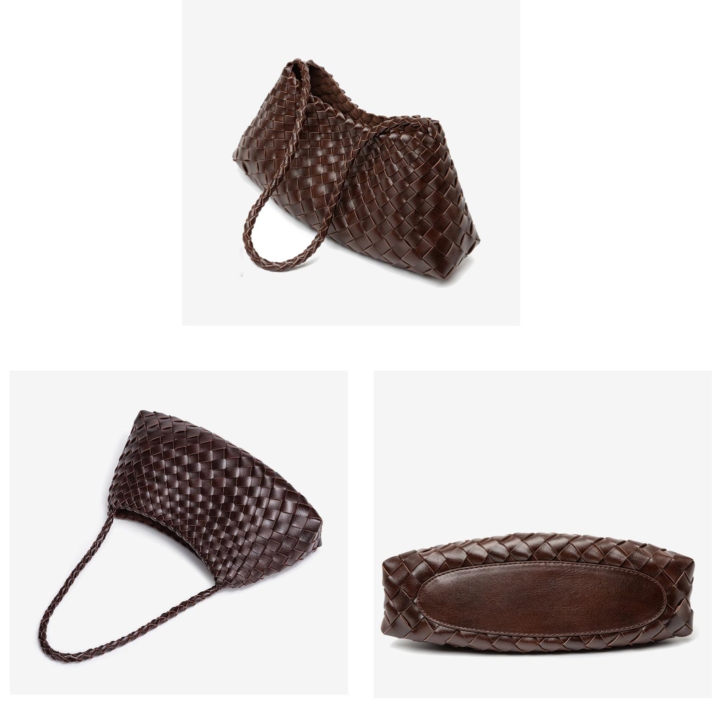 Woven Underarm Shoulder Bag For Women Trendy Small Handbag Ladies Purse Hobo Bag (Coffee)