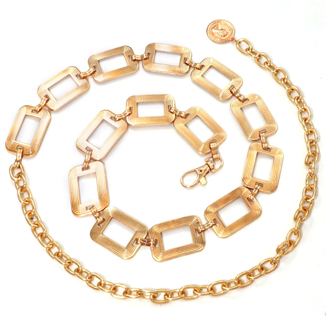 Heyjoin Waist Chain for Women Metal Belly Belt Adjustable Waist Belt for Dress Vest Jeans (Square Gold L)
