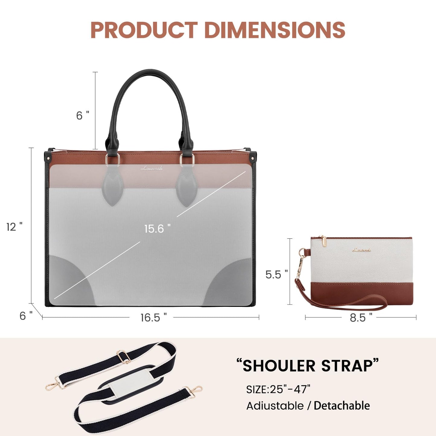 LOVEVOOK Laptop Bag for Women 15.6 lnch,Waterproof Laptops Tote Bags for Womens,Professional Work Bags for Women with Cup Holder,Large Laptop Purse Computer Briefcase Office Teacher Clutch Bag,2 PCS