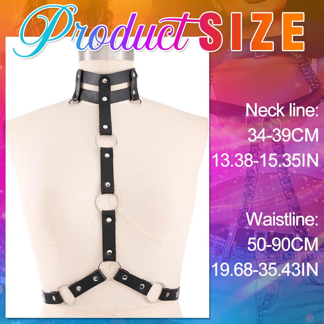 Nicute Leather Chest Belt Black Fashion Harness Belt Gothic Body Accessories for Women (Black)