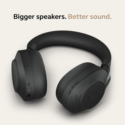 Jabra Evolve2 85 Wireless PC Headset – Noise Cancelling MS Certified Stereo Headphones with Long-Lasting Battery – USB-A Dongle, Charging Stand – Black