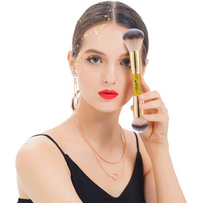 DUcare Foundation Brush Contour Bronzer Makeup Brush Double Ended Self Tanner Brush Sculpting Brush for Blending Liquid Powder Concealer Cream Cosmetics Blush Buffe