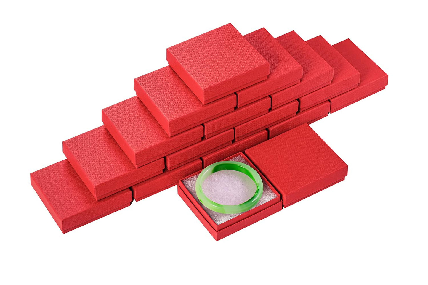 Magicool 20 Pack 3.5x3.5x1 Inch Red Cardboard Jewelry Boxes, Gift Boxes with Lids and Cotton, Perfect for DIY, Wedding, Engagement, Mother's Day, Birthday