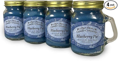 Our Own Candle Company Blueberry Pie Scented Mini Mason Jar Candle, 3.5 Ounce (4 Pack)