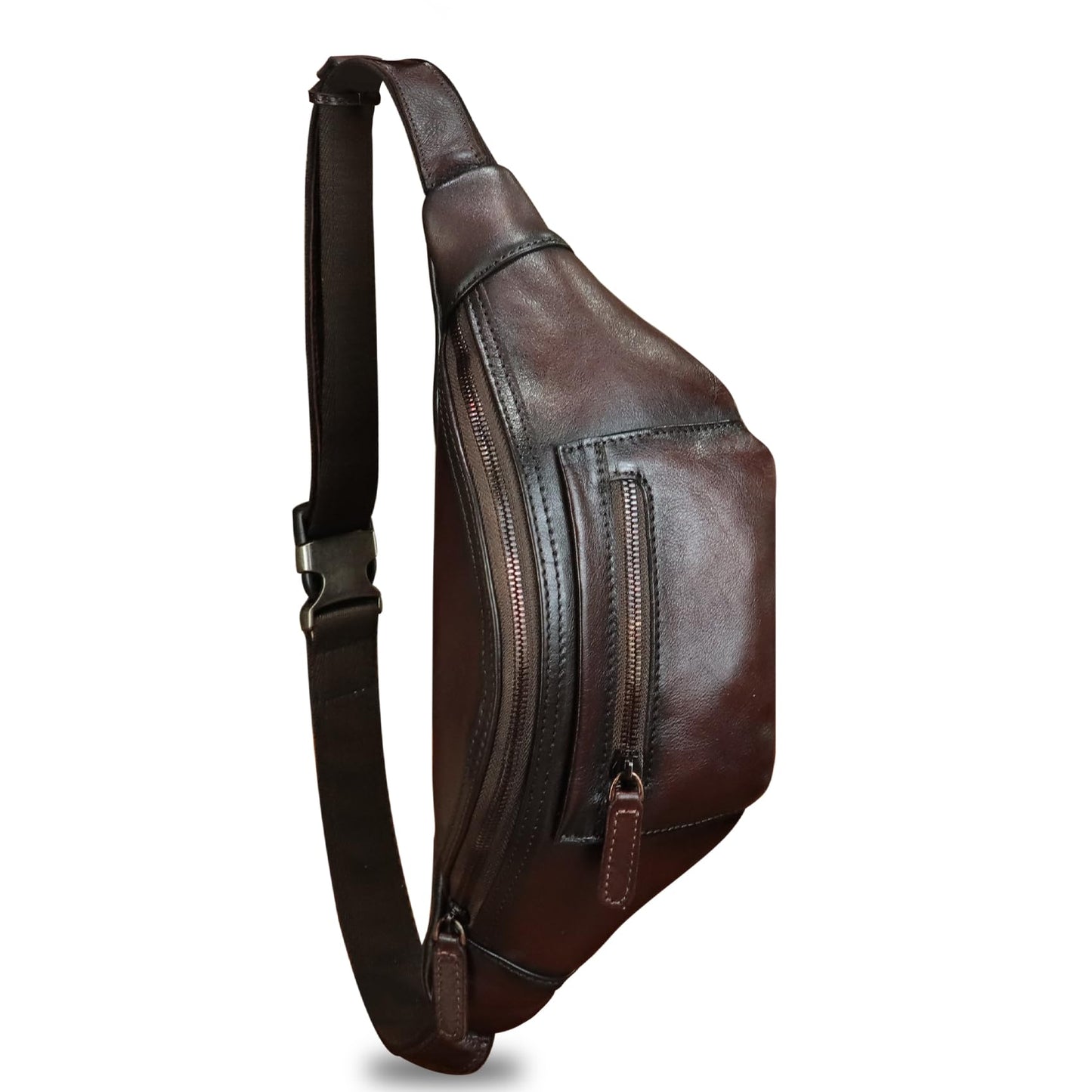 Genuine Leather Fanny Pack for Men and Women Vintage Handmade Leather Waist Bag Sling Backpack Hip Purse Crossbody Bag (Coffee)