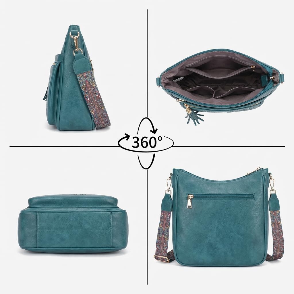 KITEVIUN Medium Crossbody Bags for Women Trendy, Vegan Leather Crossbody Purse Butterfly Design, Women's Shoulder Handbags with Tassel