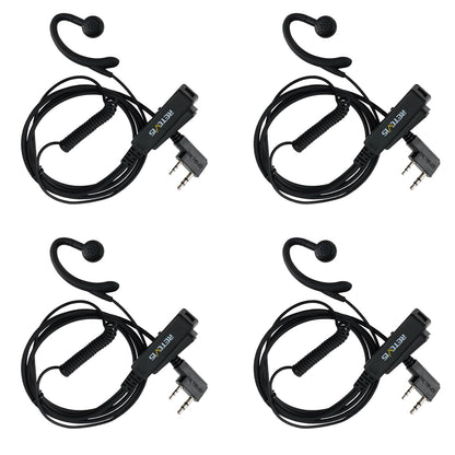 Retevis Walkie Talkie Headset with Mic, G-Type, Big PTT, 2 Pin, for RT22 RT68 RT21 H-777 RT27 RT68H, Compatible with BAOFENG 888S, Pxton, Kenwood Walkie Talkie, Walkie Talkie Earpiece(4 Pack)
