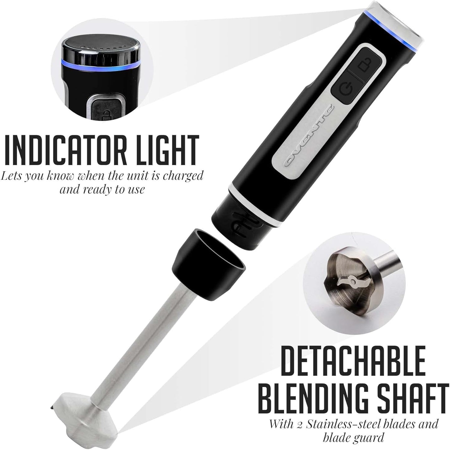 OVENTE Immersion Hand Blender, 300W Electric Handheld Portable Stick Mixer with 2 Mixing Speed and Stainless Steel Blades for Effortless Blending Smoothies, Shakes, Puree or Baby Food, Red HS560R