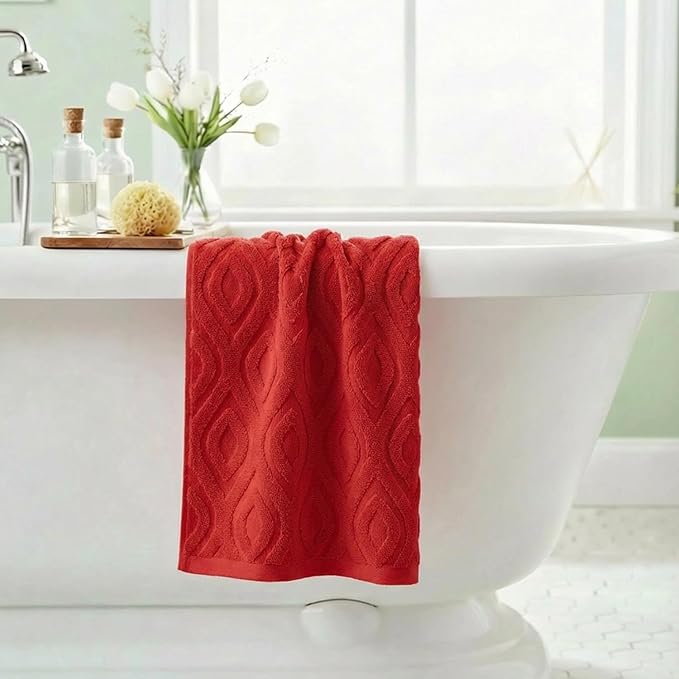Artoid Mode 1 Pc Red 3D Diamond Grid Jacquard Hand Towels