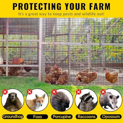 Hardware Cloth PVC Coated Wire Mesh 48'' x 50' 1/2inch Mesh Black Vinyl Coated Fence Chicken Wire Fencing 19 Gauge Chain Link Fence for Chicken Coop, Animal Control,Gutter Guard, and Home Improvement