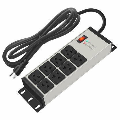 CCCEI Heavy Duty Power Strip Surge Protector 20 AMP Switch, 12 Gauge Extension Cord with Multiple Outlets, Industrial, Shop, Garage High Amp Wall Mount Electric Extender. 6FT, Grey.