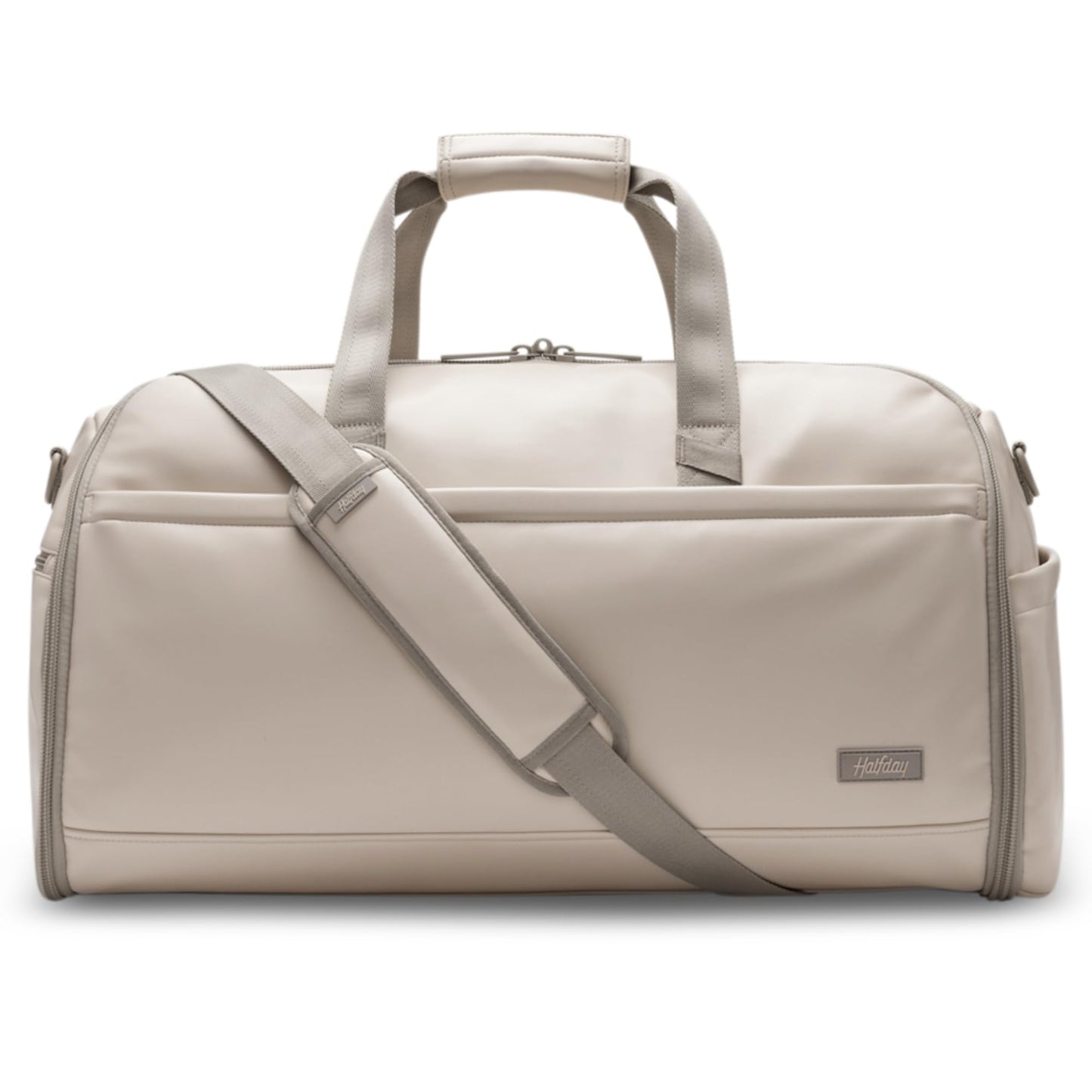 Halfday Convertible 2-in-1 Vegan Leather Premium Garment Duffel Weekender Bag 45L (Carry-on, Wrinkle-Free Travel, Hanging Suit Compartment, Shoe Pockets, Trolley Sleeve), Ivory