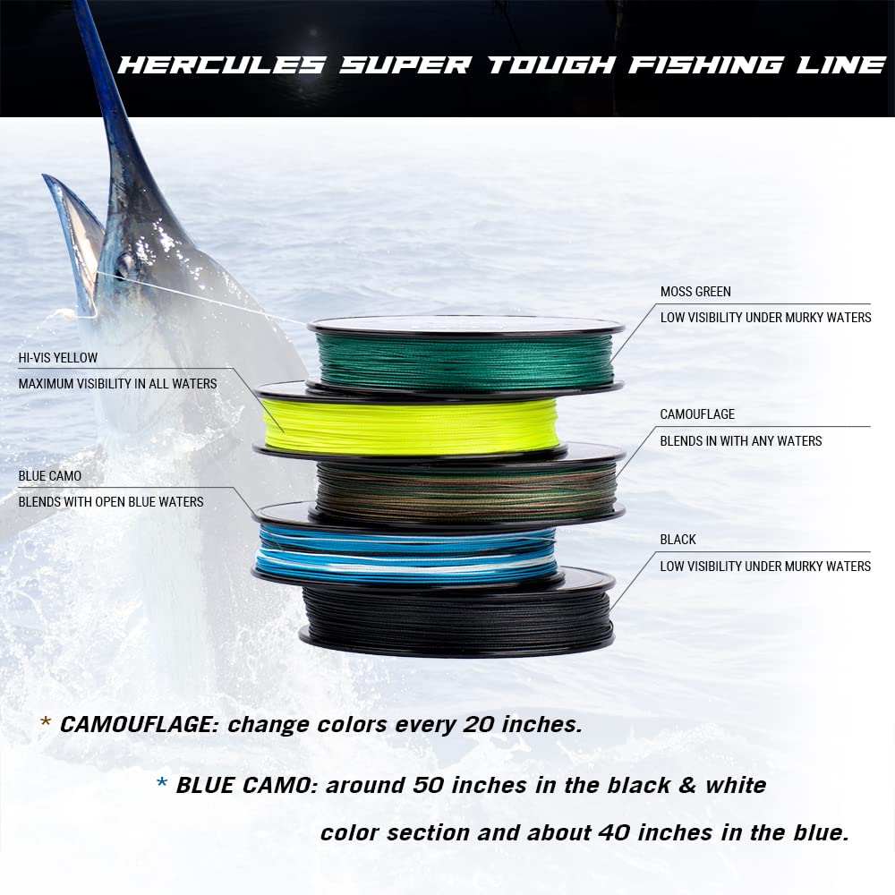 HERCULES Super Tough Braided Fishing Line 25 pounds Test Black 25LB (150 Yards) - 4 Strands