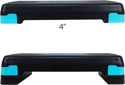 Aerobic Step Platform Trainer - Adjustable 2-Level Risers | 400 lb Weight Capacity, Non-Slip Design