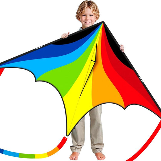 Triangular Kite - Easy to Control Design for Outdoor Fun | Delta Rainbow, 1.4m