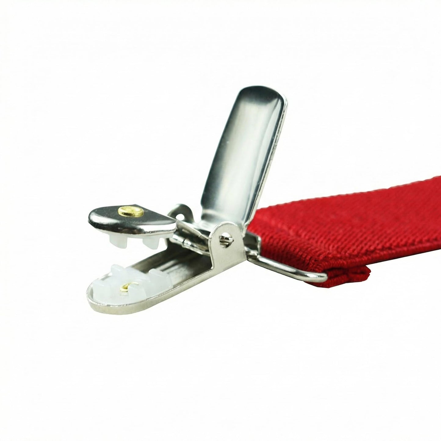 SUITUA Suspenders for Men 1¼" Classic X-Back Clip-on - Adjustable Elastic Suspenders for Jeans, Dress Pants, Wedding & Groomsmen (Red)