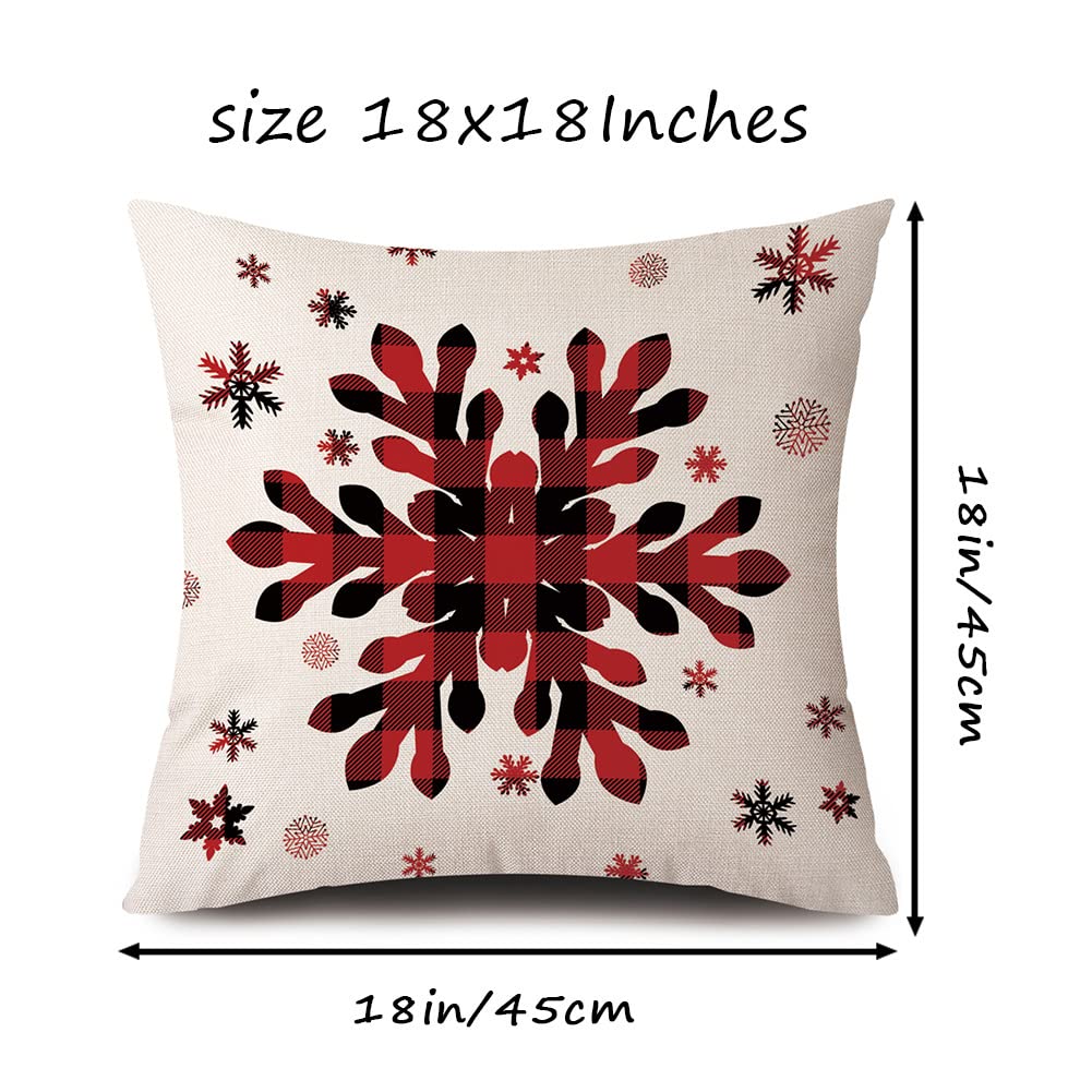 Coeufuedy Christmas Pillow Covers 18x18 Set of 4 Farmhouse Pillow Covers Holiday Rustic Linen Pillow Case Christmas Decor Pillowcase for Sofa Couch Bed and Car