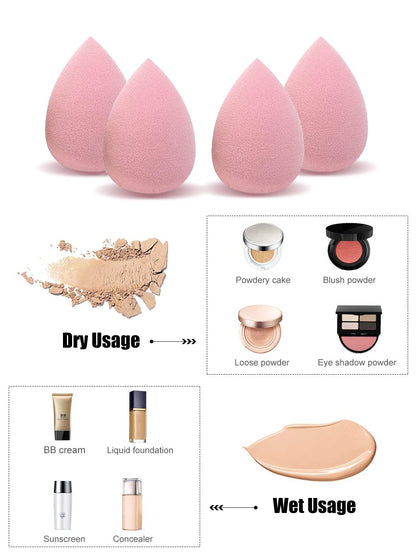 Makeup Sponges set for Dry & Wet Use - Foundation Blending Sponge for Concealer Blush Powder, Multi-color Blender Sponges (KNY6779-10)