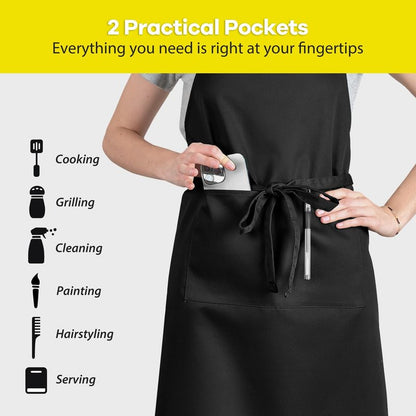 ROTANET Extra Large Apron for Men Adjustable Bib Aprons with 2 Pockets Cooking Kitchen Bbq Grilling Big for Women Chef Water & Oil Resistant Black
