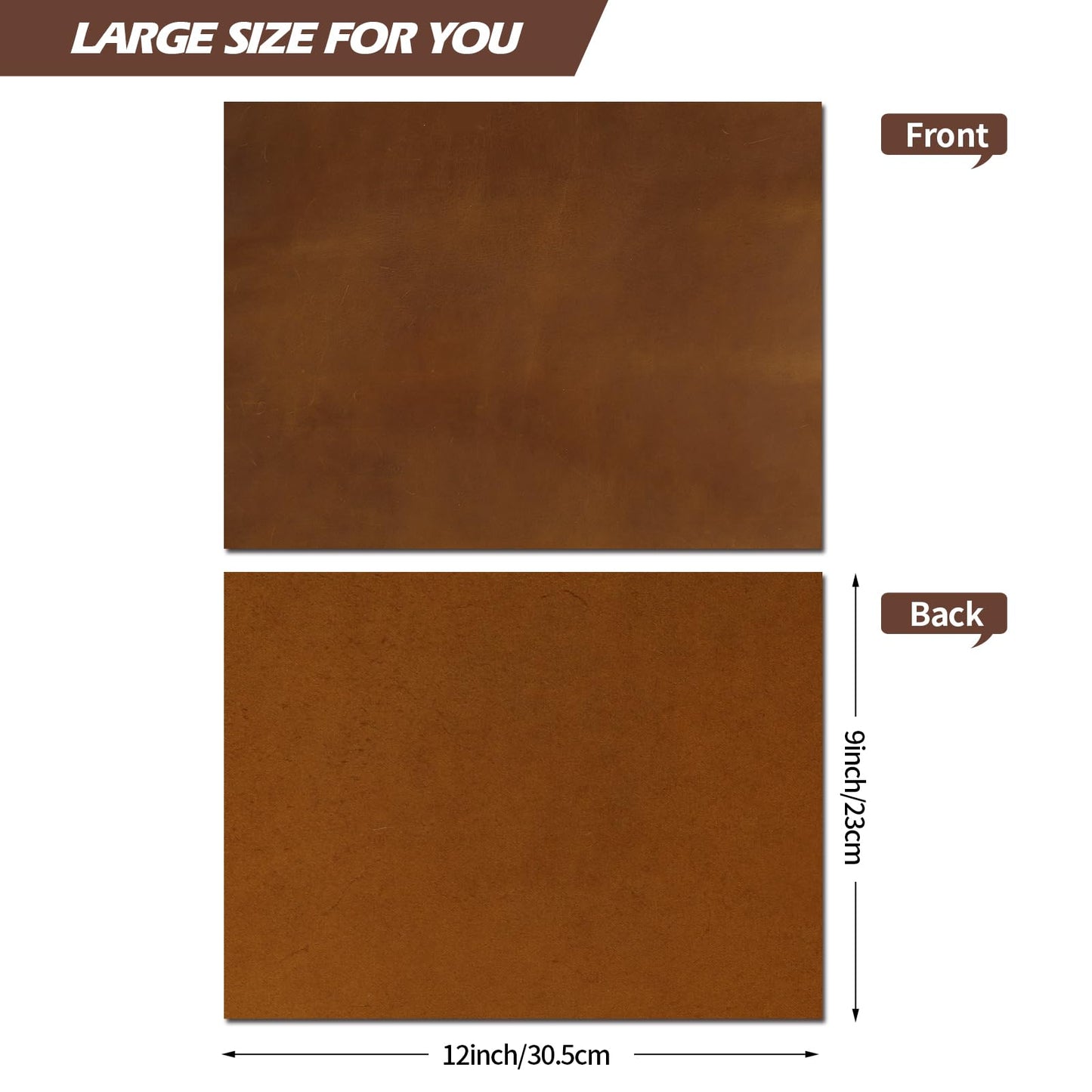 Jack&Chris 9"x12" Tooling Square 1.8-2.0MM Thick Genuine Top Full Grain Leather Leather Sheets for Crafts Tooling Sewing Crazy Horse Cowhide