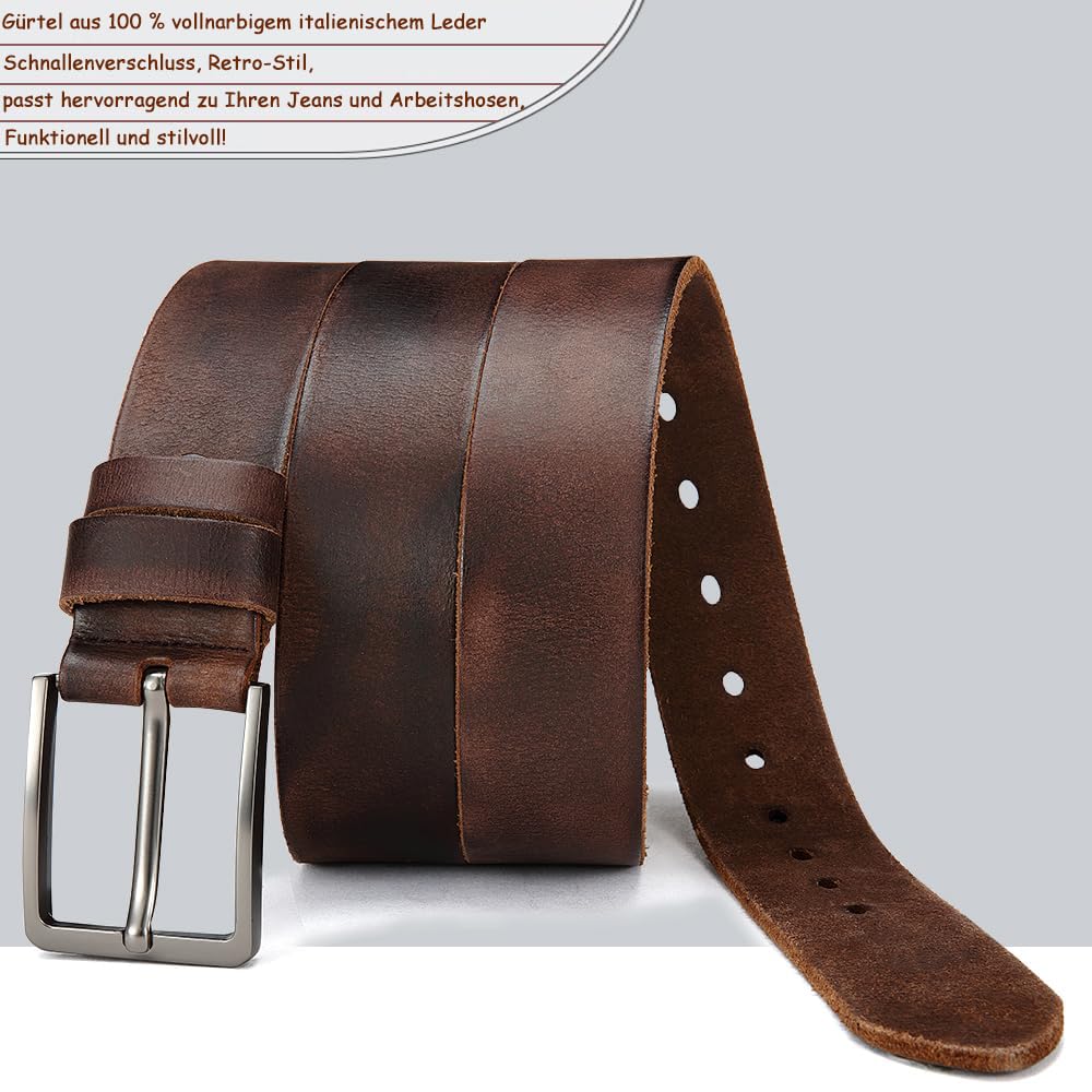 DOOPAI Men's Genuine Leather Casual Belt -Full Grain Leather Belt for Men- 1.5" Handmade Jeans Belt with Gift Box