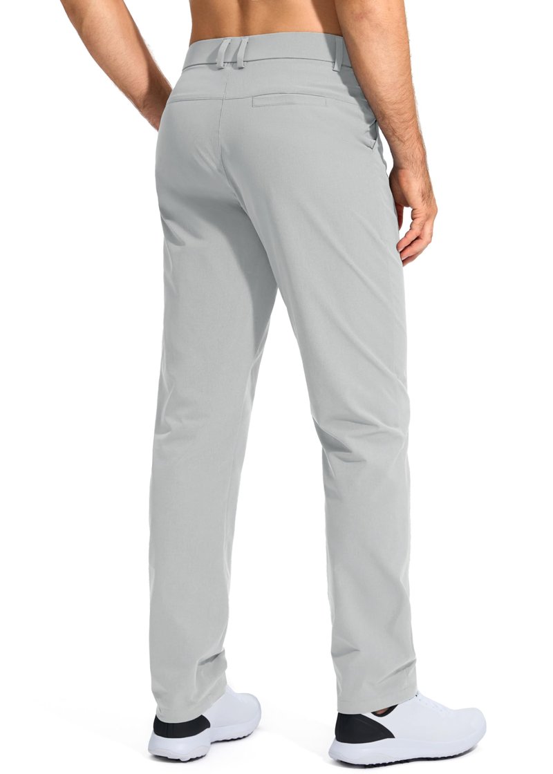 Pudolla Dress Pants for Men Golf Pants Stretch Work Dress Comfy Pants 34 Lightweight Quick Dry Casual Slacks Trousers(Bright Gray 33Wx34L)