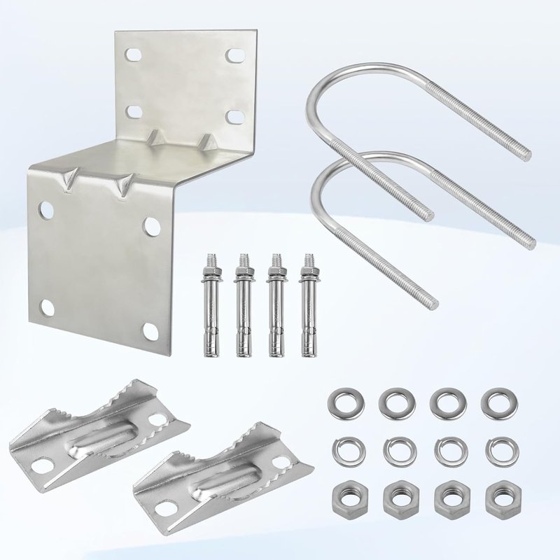 Antenna Pole Mount Bracket Kit - U-Bracket Assembly with 4 Screws for Outdoor Antenna Installation
