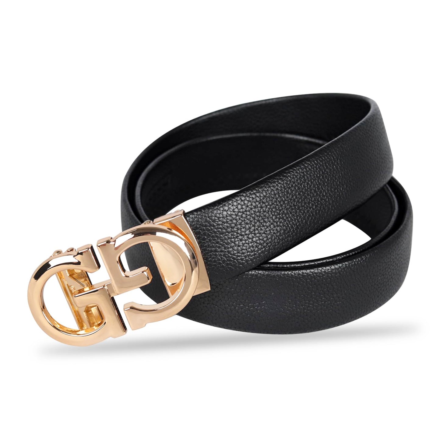 Aurolran Men&Womens Leather Dress Belt Business Automatic Buckle Belt Color-Black Silver Gold