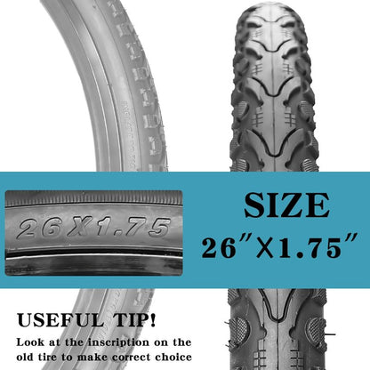 SIMEIQI Pair of 26"x1.75" Bike Tires with or Without Inner Tubes of 26“x1.75”/2.125“ Replacement Tire for Hybrid City Road Commuter Bicycles Urban