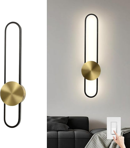 JAYMP Modern Wall Sconce Dimmable LED Wall Light Fixture, Hardwired Wall Lamp for Living Room, Dining Room, Bedroom, Hallway, Lobby, Entryway (Brushed Black, H56cm/22inch)
