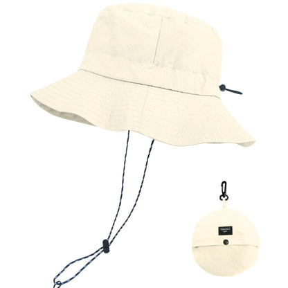 PFFY Packable Sun Bucket Hat for Men UV Protection Sun Hats Waterproof Lightweight Hiking Outdoor Cap Beige (More Loose)